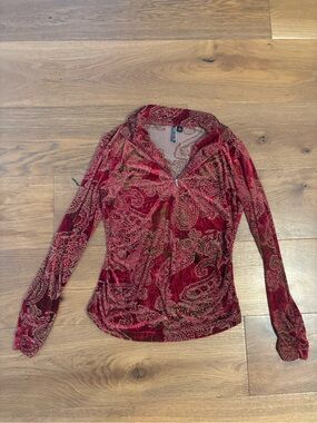 SNO SKINS Red Burnout Velvet Zip Jacket